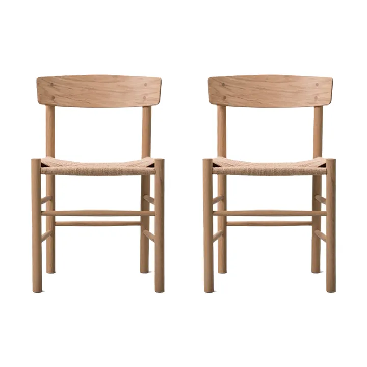 J39 chair, Light oiled oak-woven natural, 2-pack - Fredericia Furniture