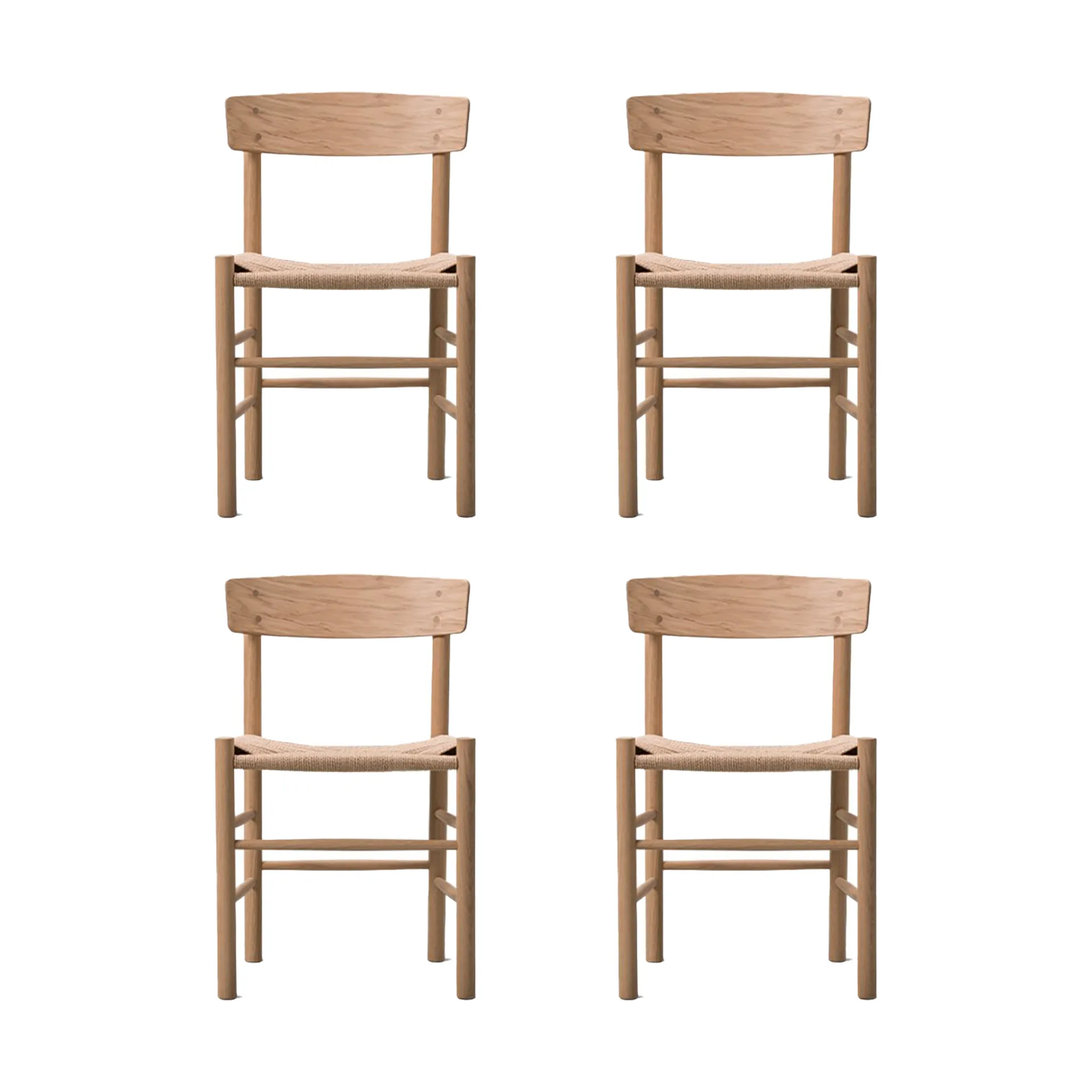 J39 chair, Light oiled oak-woven natural, 4-pack Fredericia Furniture