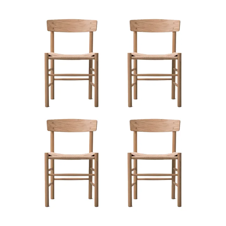 J39 chair, Light oiled oak-woven natural, 4-pack - Fredericia Furniture
