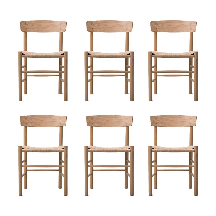 J39 chair, Light oiled oak-woven natural, 6-pack - Fredericia Furniture