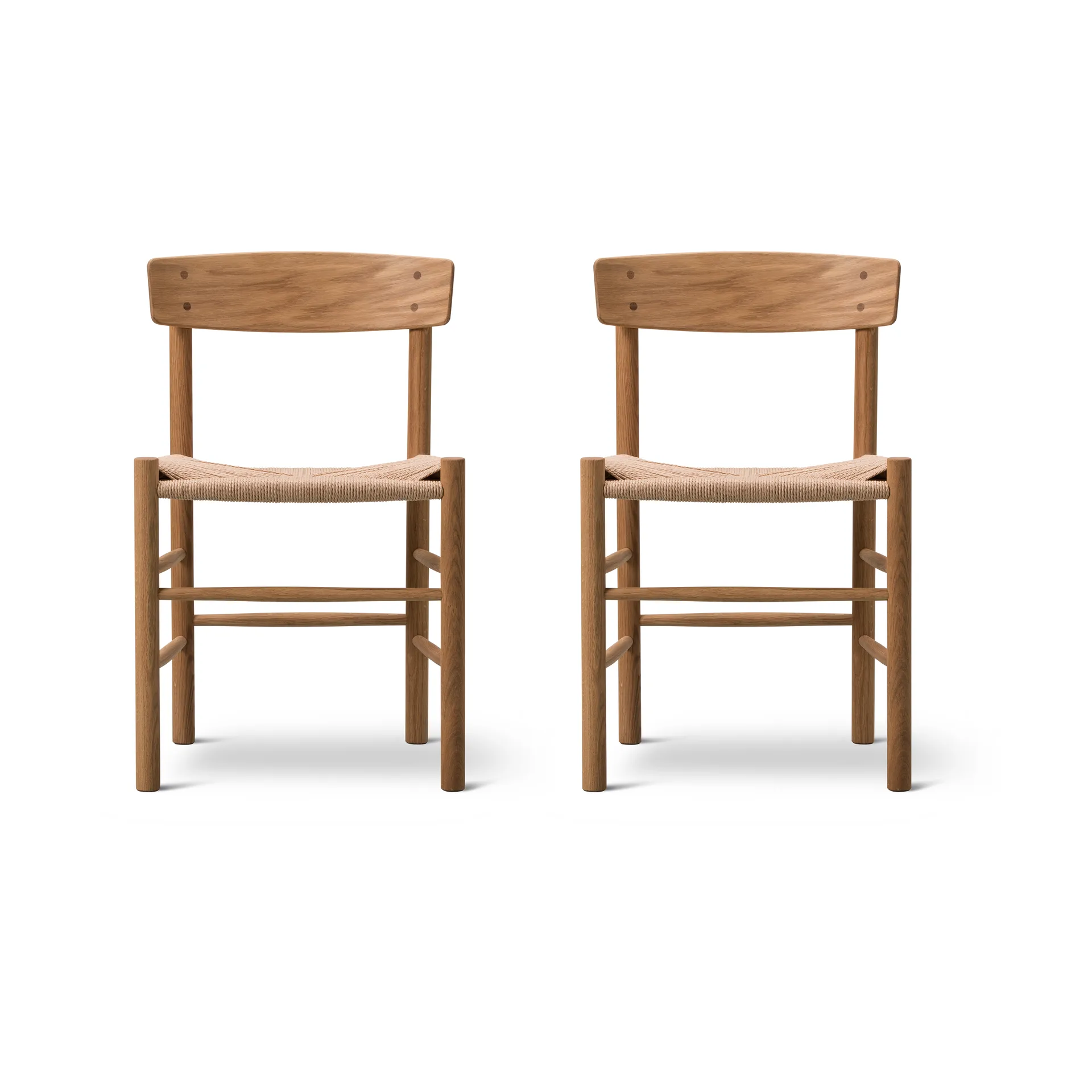 J39 chair, Oiled oak–woven natural, 2-pack,  Fredericia Furniture