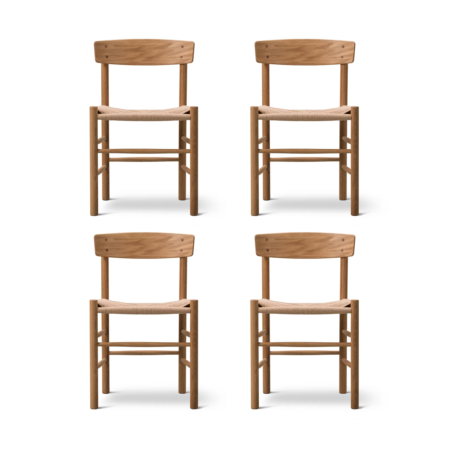 J39 chair, Oiled oak–woven natural, 4-pack Fredericia Furniture