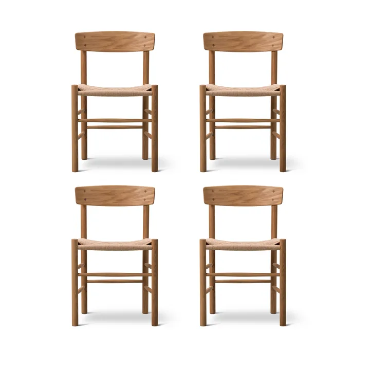 J39 chair, Oiled oak–woven natural, 4-pack - Fredericia Furniture