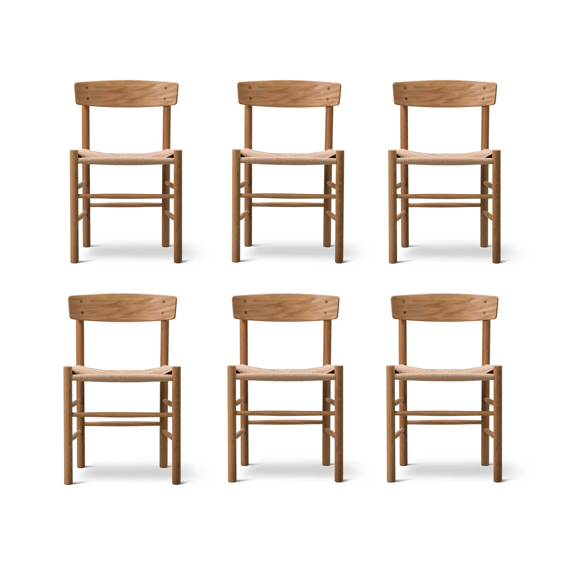 J39 chair, Oiled oak–woven natural, 6-pack Fredericia Furniture