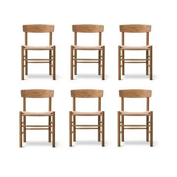 J39 chair, Oiled oak–woven natural, 6-pack - Fredericia Furniture