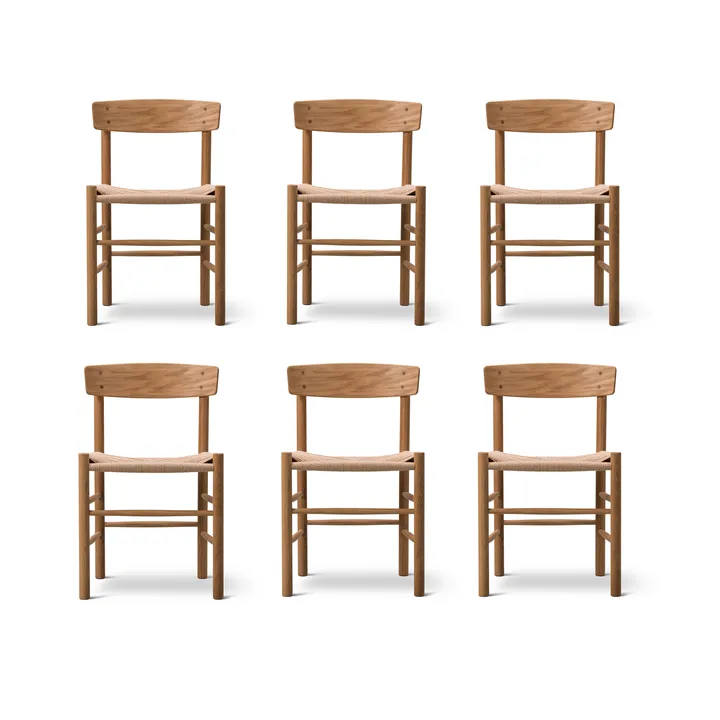 J39 chair, Oiled oak–woven natural, 6-pack - Fredericia Furniture