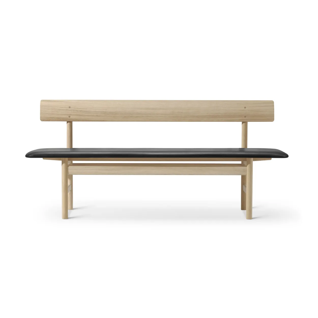 Fredericia Furniture Mogensen 3171 bench Soaped oak-leather omni 301 black