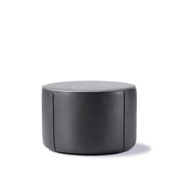 Mono seat pouf - Leather omni 301 black-Ø55 cm - Fredericia Furniture