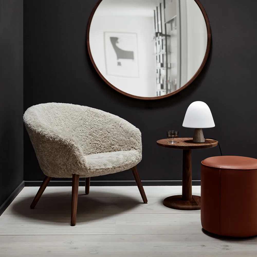 Mono seat pouf, Leather omni 307 cognac-Ø39 cm Fredericia Furniture