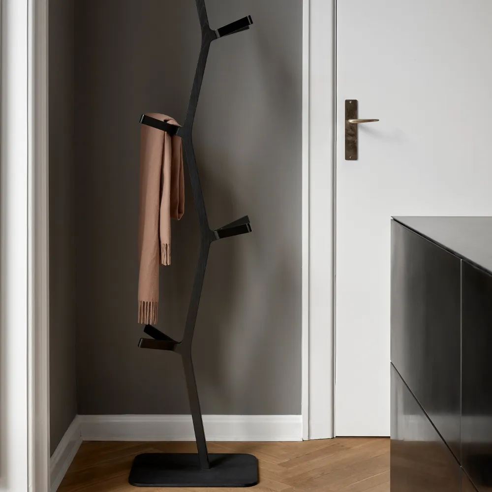 Nara coat rack, Black stained ash-black lacquered steel Fredericia Furniture