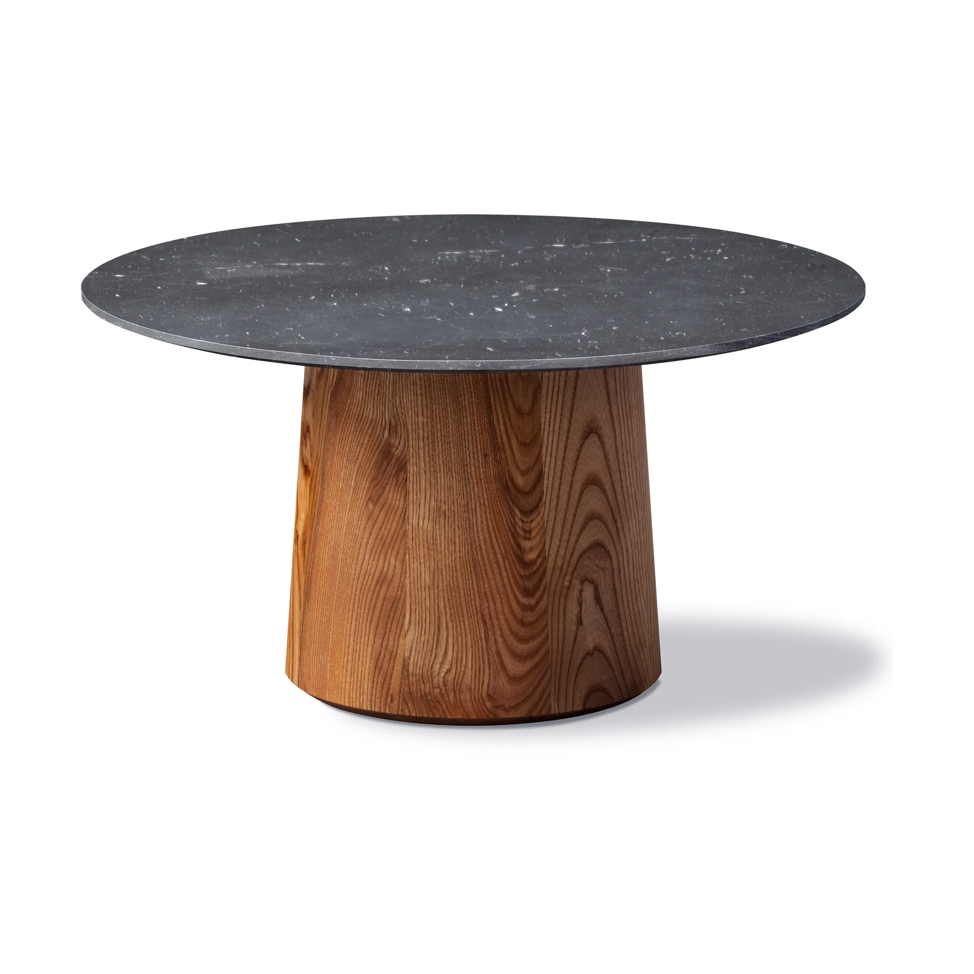 Niveau coffee table Ø61cm, Black Marquina-ash brown stained Fredericia Furniture