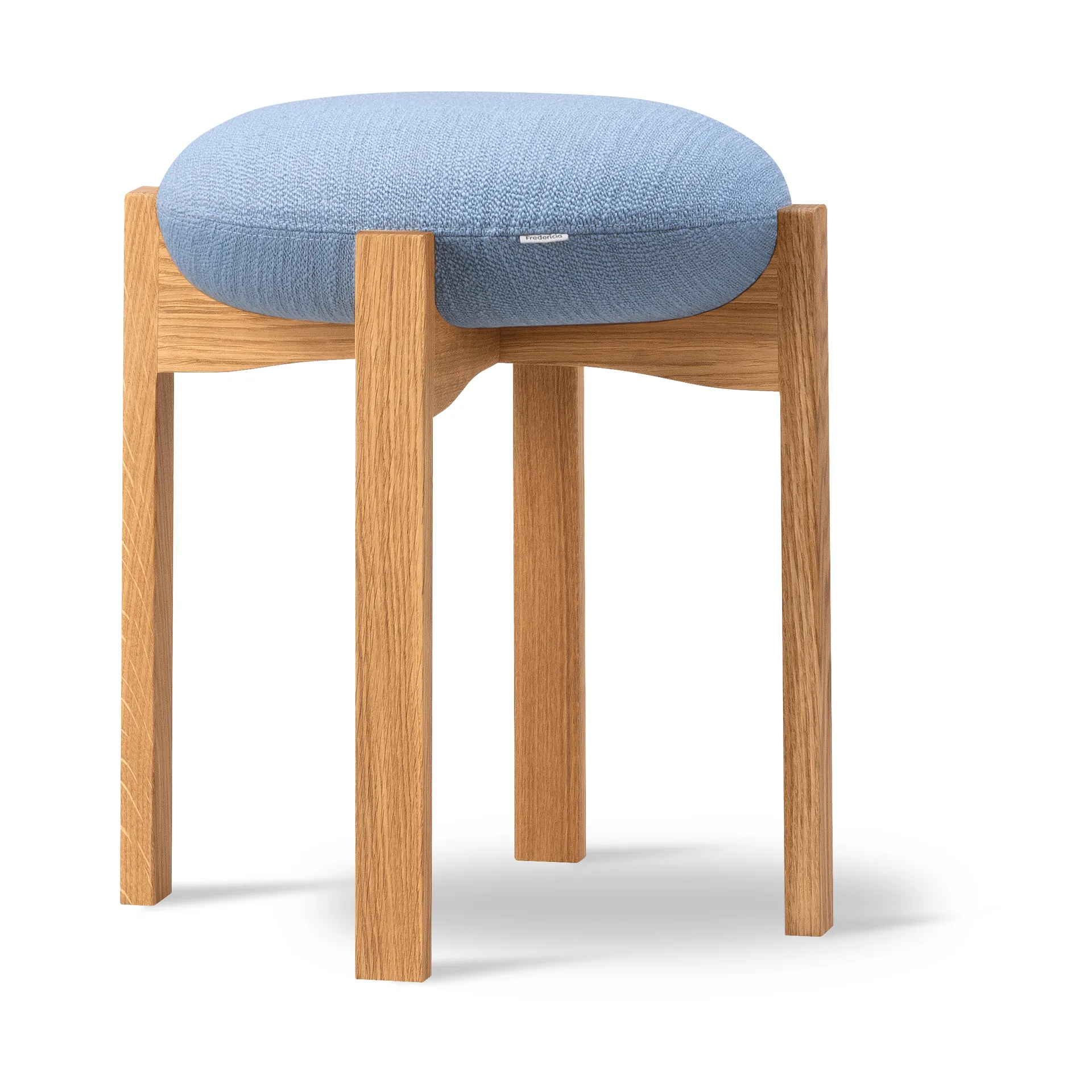 Pioneer low stool, Odino PV82 light blue-lacquered oak Fredericia Furniture