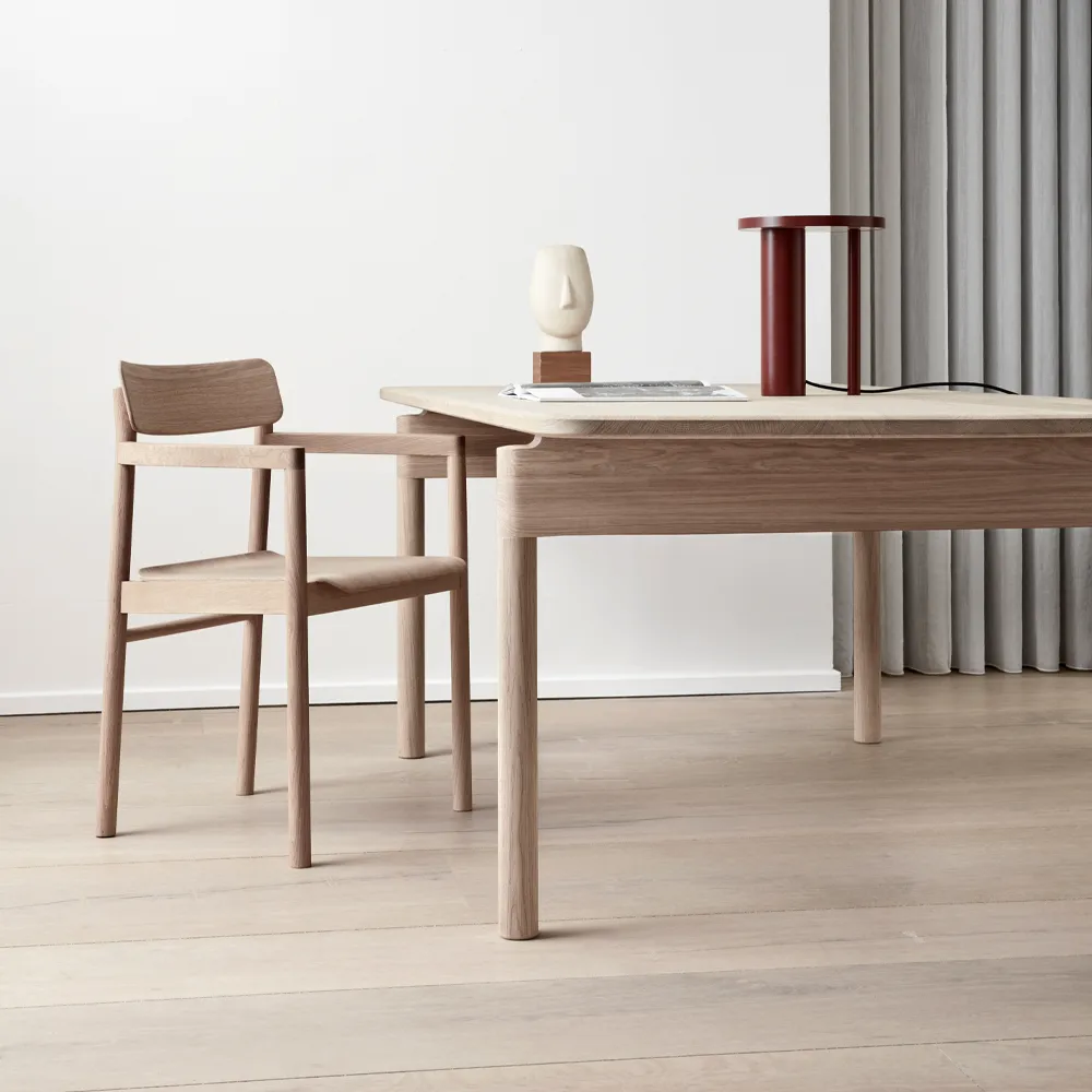 Post 6438 dining table, Soaped oak, 100x225 cm Fredericia Furniture