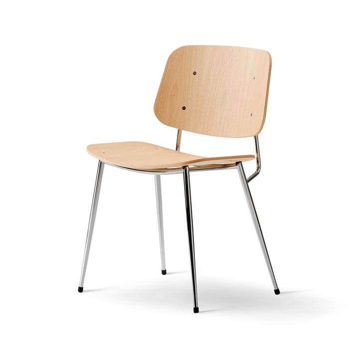Søborg Metal chair - Clear lacquered oak-chrome frame - Fredericia Furniture