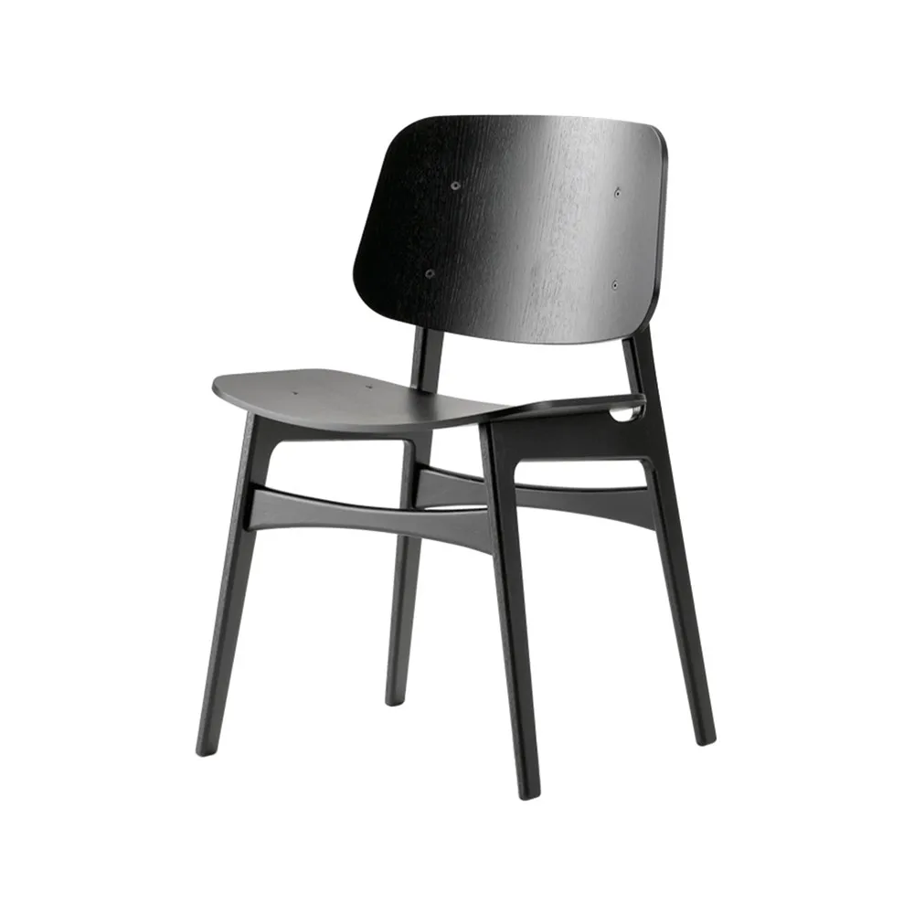Søborg wood chair, Black lacquered oak–black lacquered oak frame Fredericia Furniture