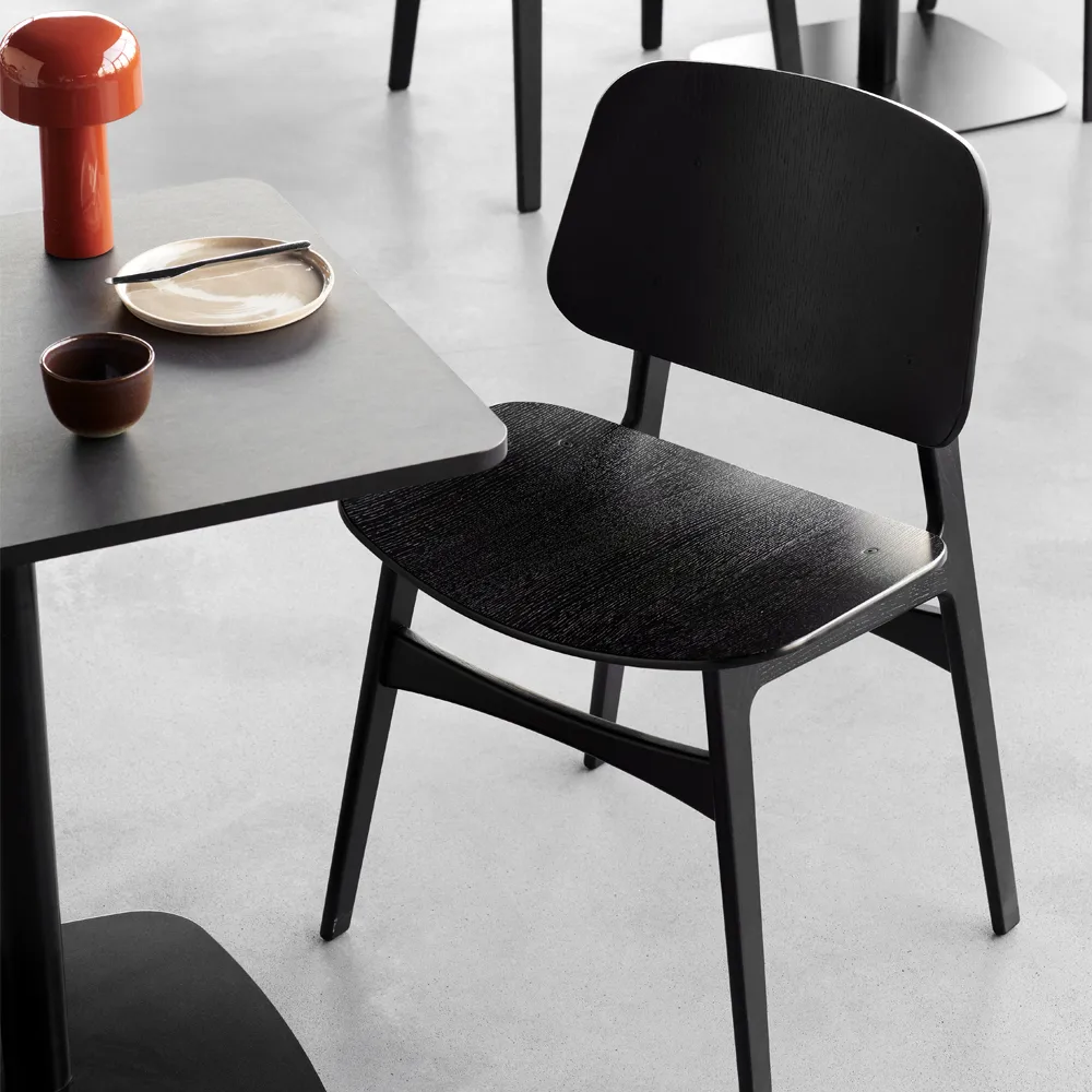 Søborg wood chair, Black lacquered oak–black lacquered oak frame Fredericia Furniture