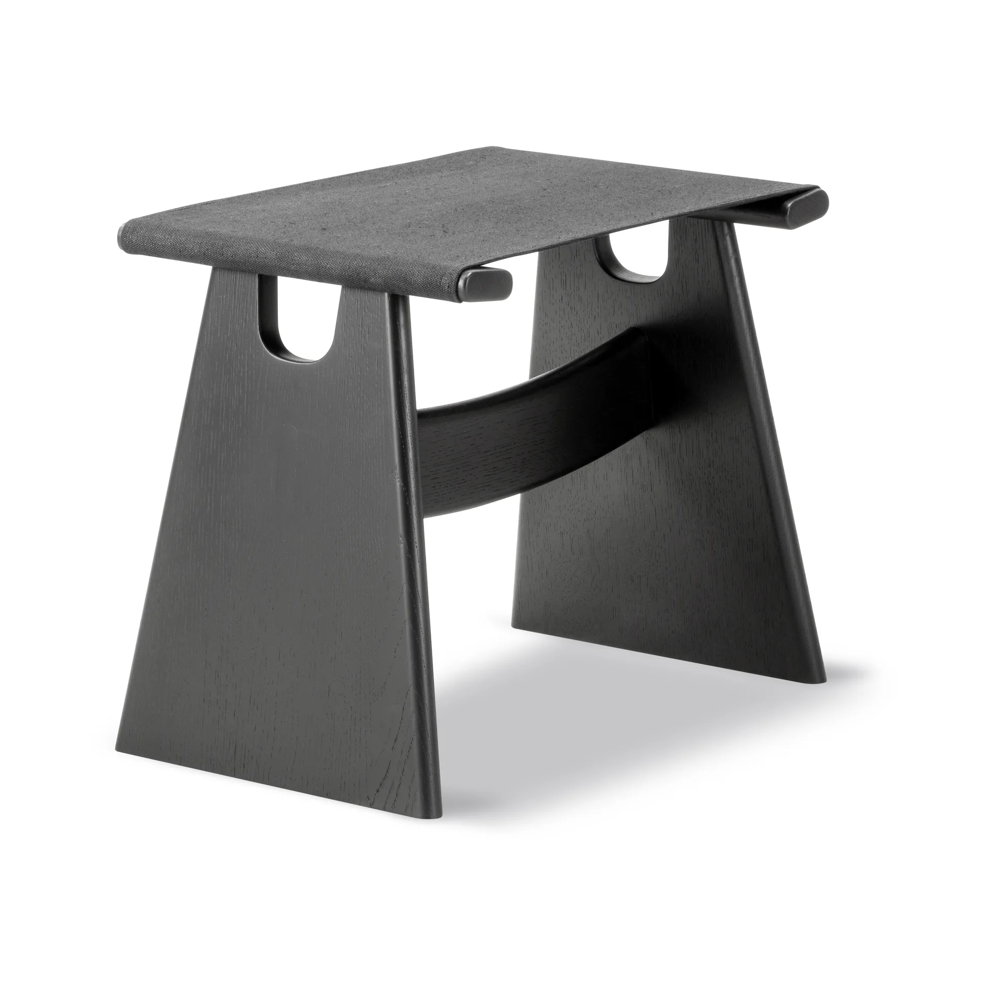 Seto stool, Black canvas-black lacquered oak Fredericia Furniture