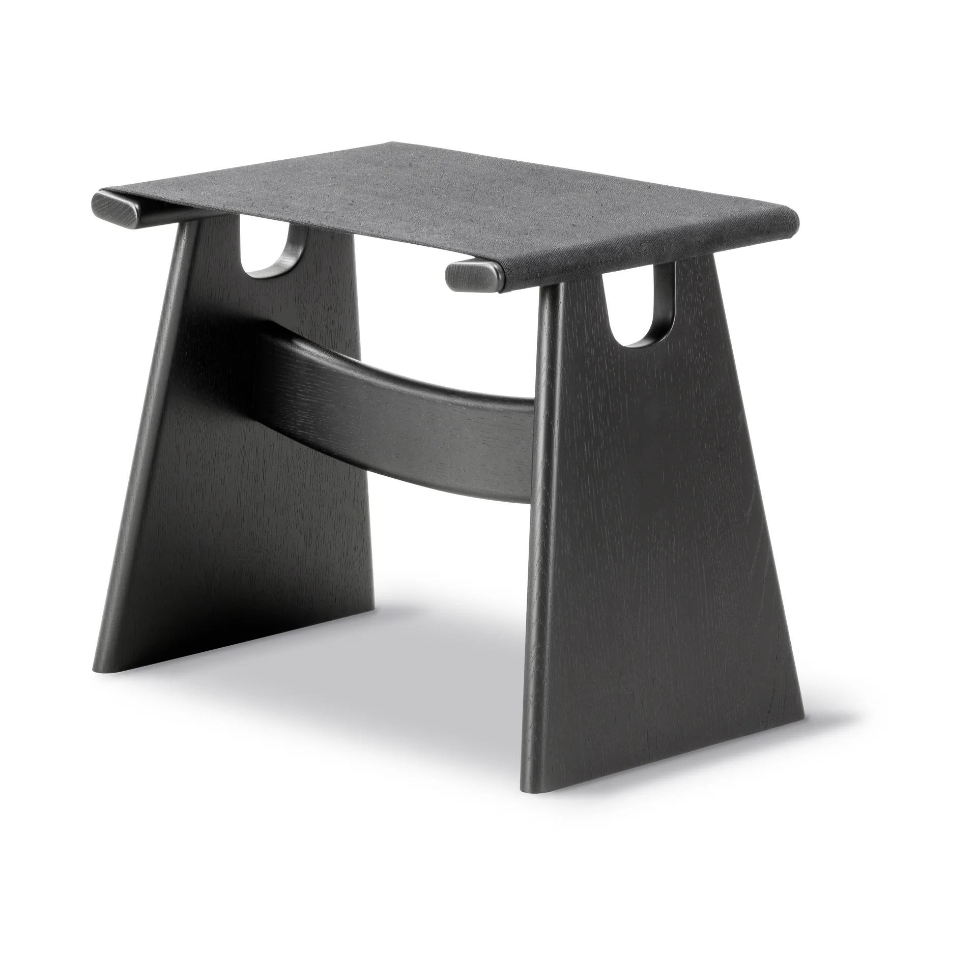 Seto stool, Black canvas-black lacquered oak Fredericia Furniture