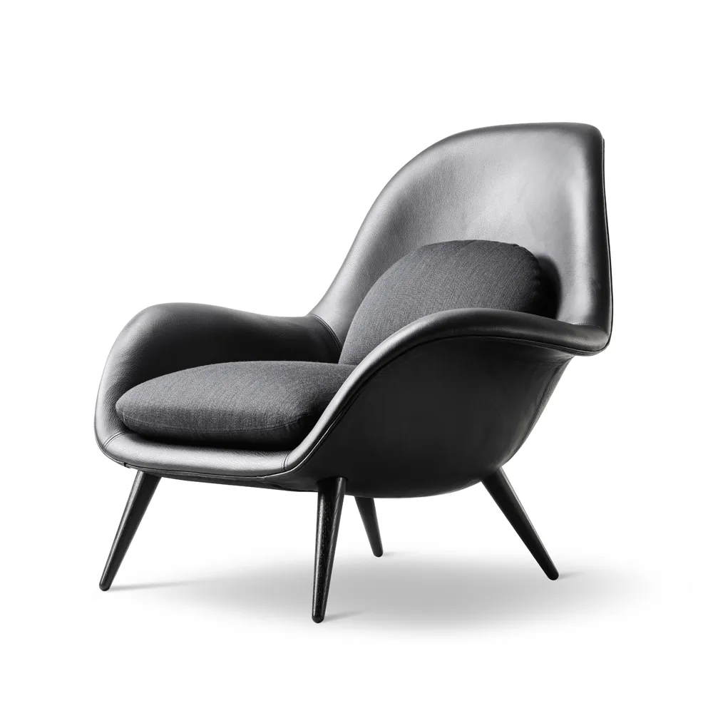 Fredericia Furniture Swoon armchair Leather 88-black oak-balder 192