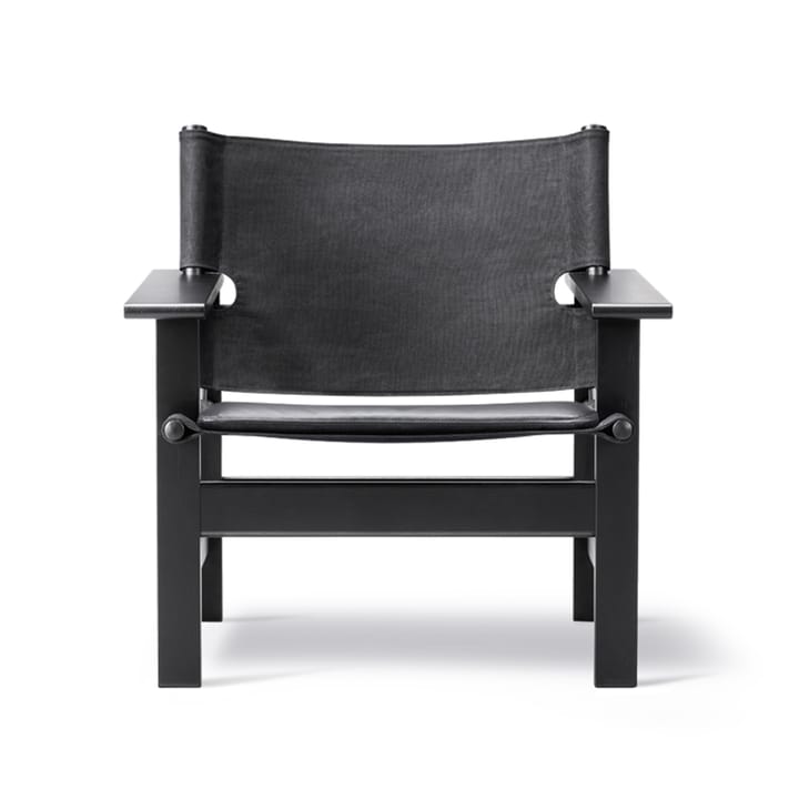 The Canvas Chair armchair - Canvas black-black lacquered oak, incl. black leather cushion - Fredericia Furniture