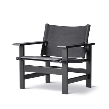 The Canvas Chair armchair - Canvas black-black lacquered oak, incl. black leather cushion - Fredericia Furniture