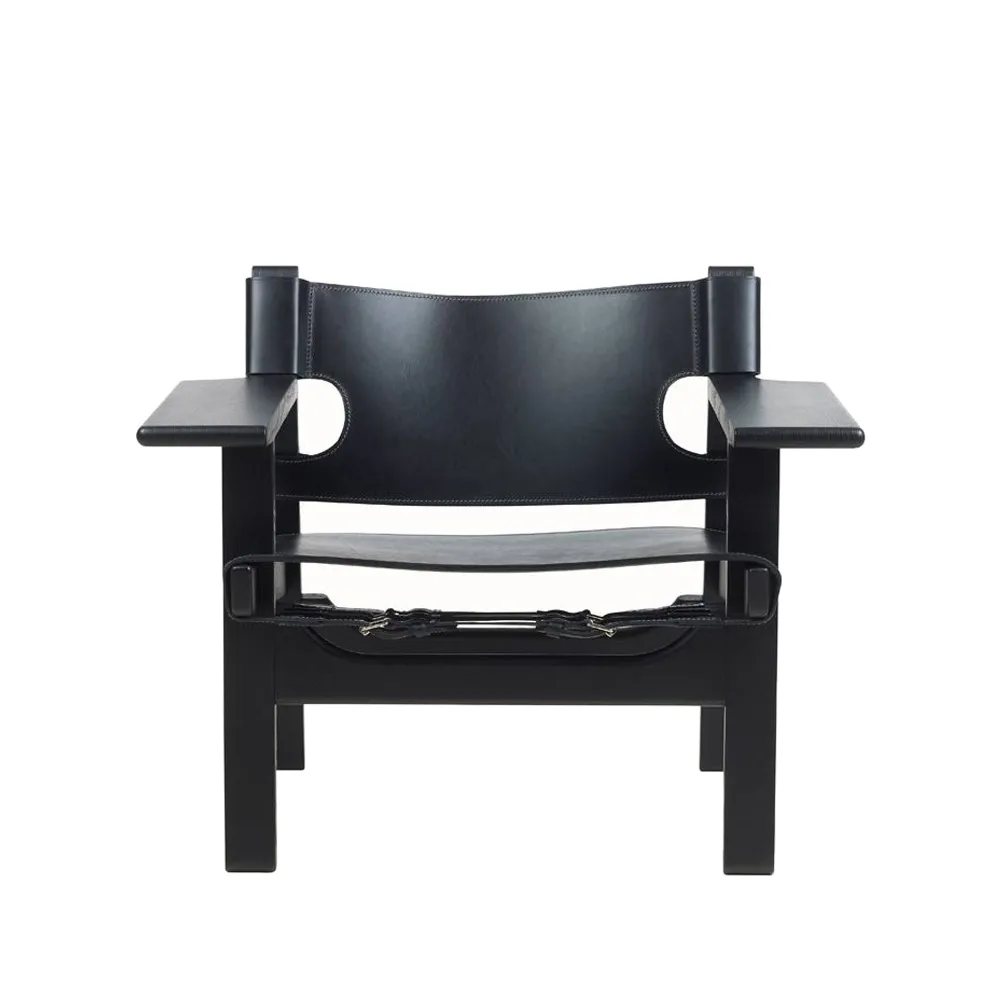 The Spanish armchair, Leather black-black lacquered oak Fredericia Furniture