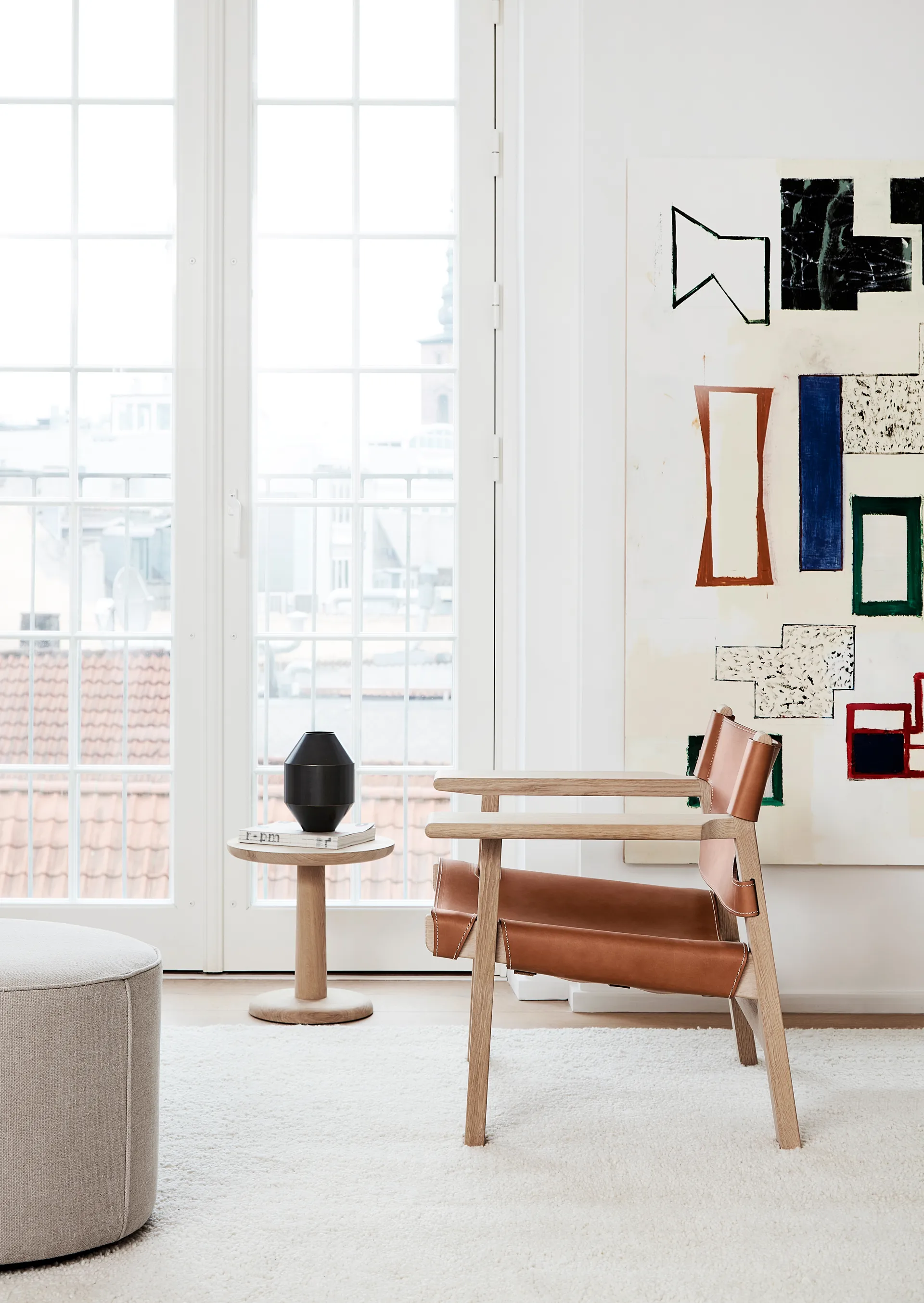 The Spanish armchair, Leather cognac-light oiled oak Fredericia Furniture