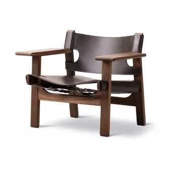 The Spanish armchair - Leather dark brown-oiled walnut - Fredericia Furniture