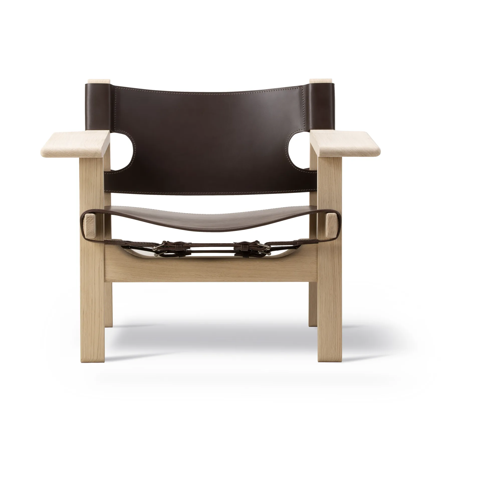 The Spanish armchair, Leather dark brown - soap-treated oak Fredericia Furniture