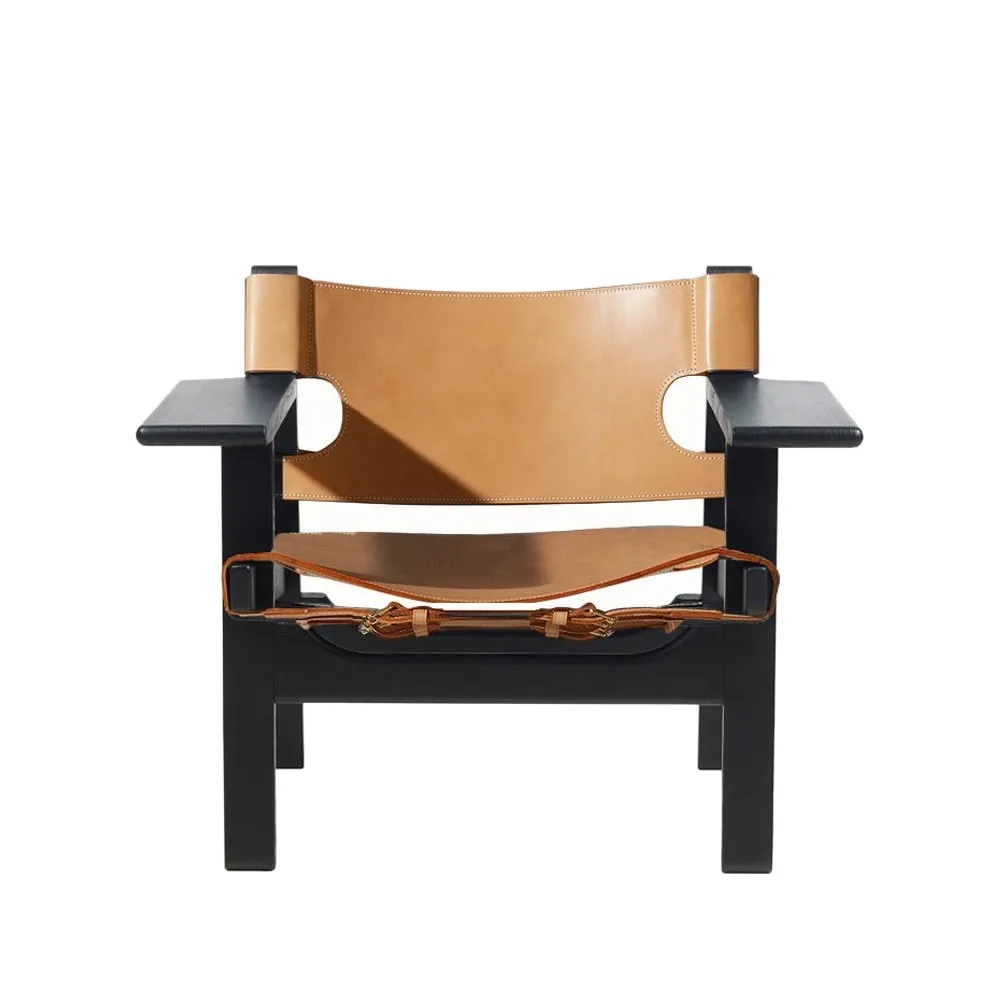 Fredericia Furniture The Spanish armchair Leather natural-black lacquered oak