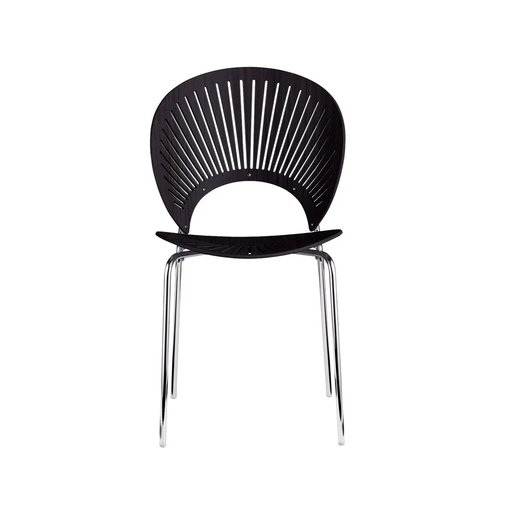 Trinidad 3398 chair, Black stained ash-leg chrome Fredericia Furniture