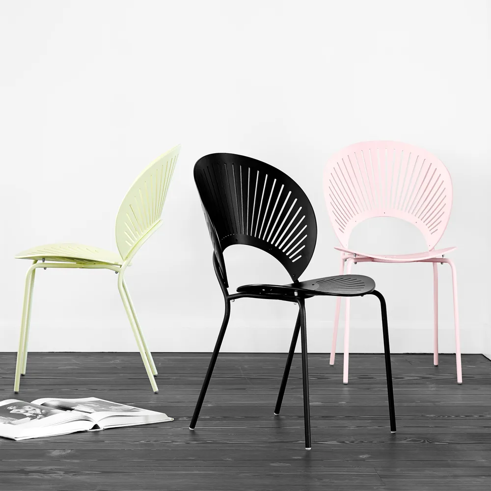 Trinidad 3398 chair, Black stained ash-leg chrome Fredericia Furniture