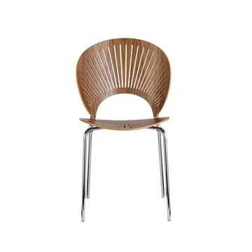 Trinidad 3398 chair - Clear lacquered walnut-leg chrome - Fredericia Furniture