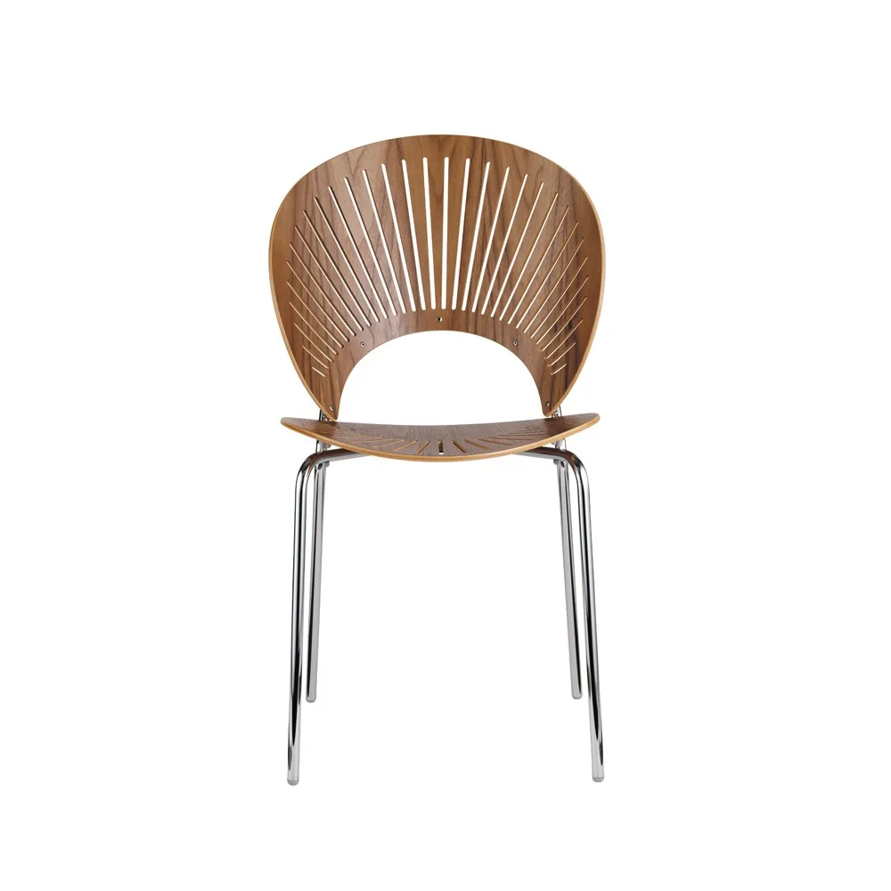 Fredericia Furniture Trinidad 3398 chair Clear lacquered walnut-leg chrome