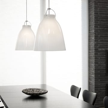 Caravaggio 2 pendant - White opal glass-grey textile cord - Fritz Hansen