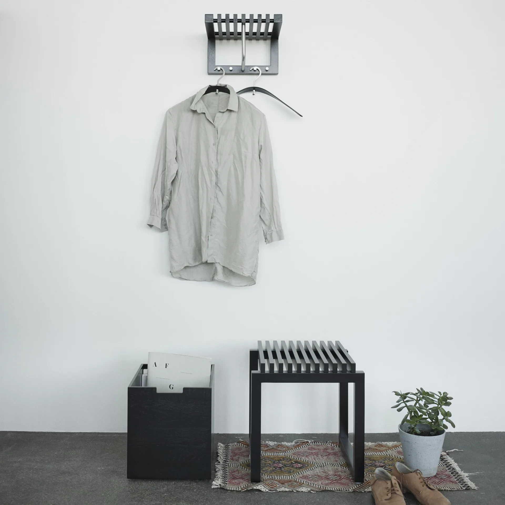 Cutter stool, black-painted oak Fritz Hansen