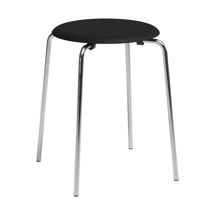 Dot round stool - Black ash-chrome, Ø32.8x45.5 cm - Fritz Hansen