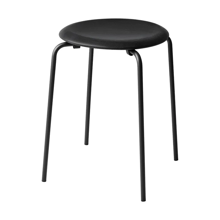 Dot round stool leather - Essential black-matt black - Fritz Hansen
