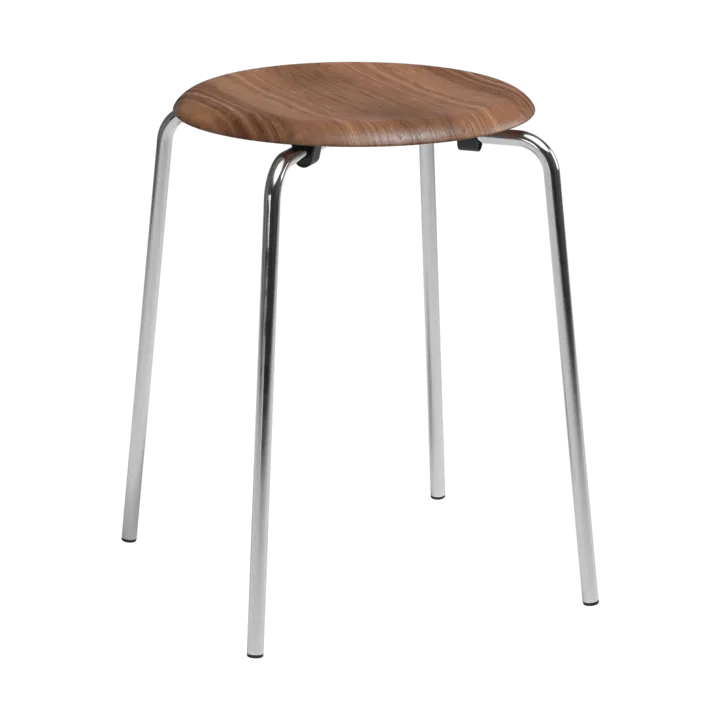 Dot round stool - Walnut-chrome, Ø32.8x45.5 cm - Fritz Hansen