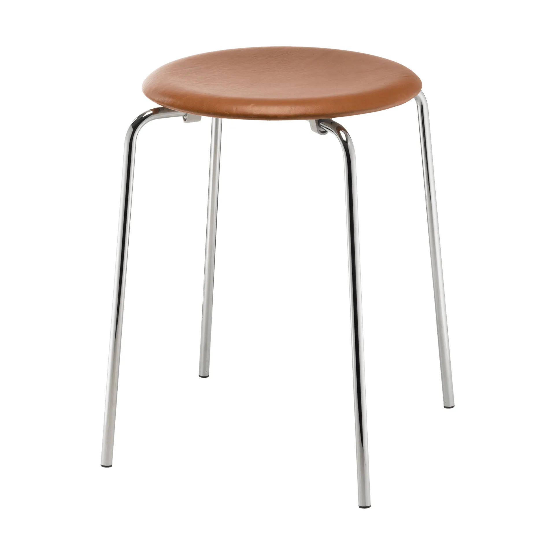 Dot stool leather, Essential walnut-chrome Fritz Hansen