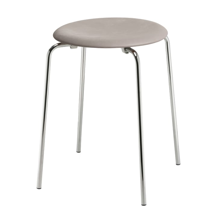 Dot stool leather, Lava grey-chrome Fritz Hansen