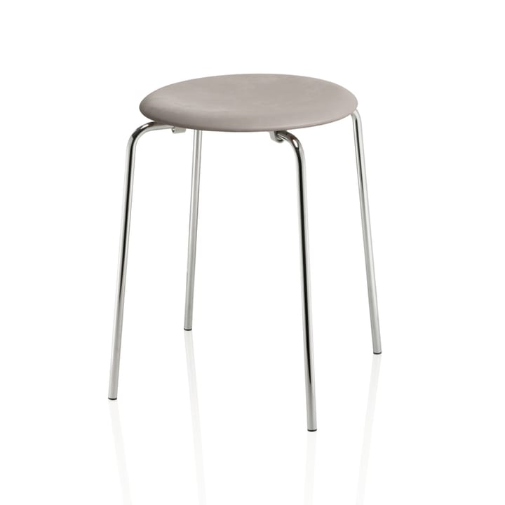 Dot stool leather, Lava grey-chrome Fritz Hansen