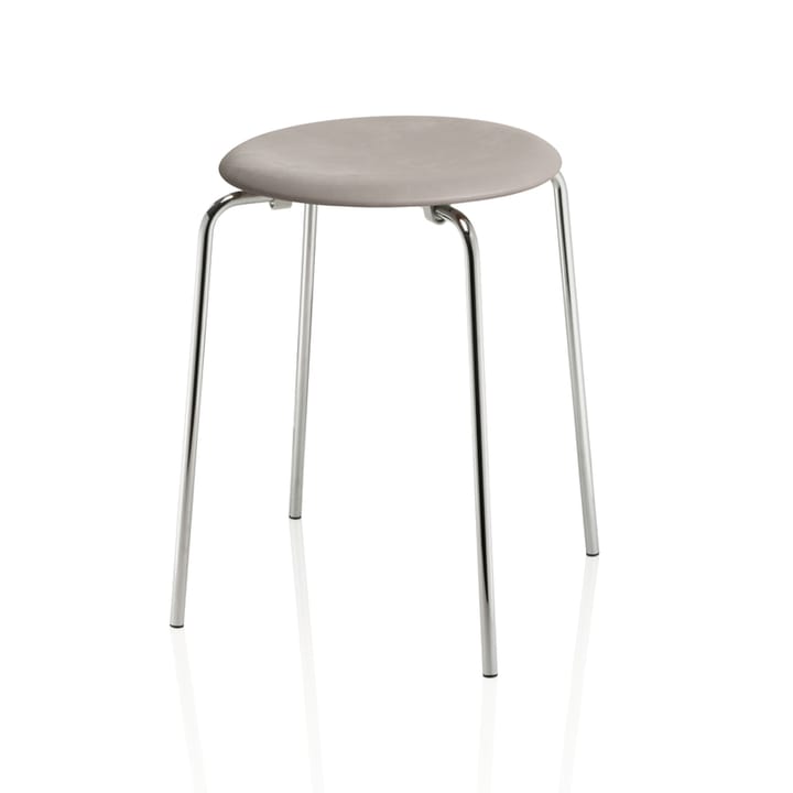 Dot stool leather - Lava grey-chrome - Fritz Hansen
