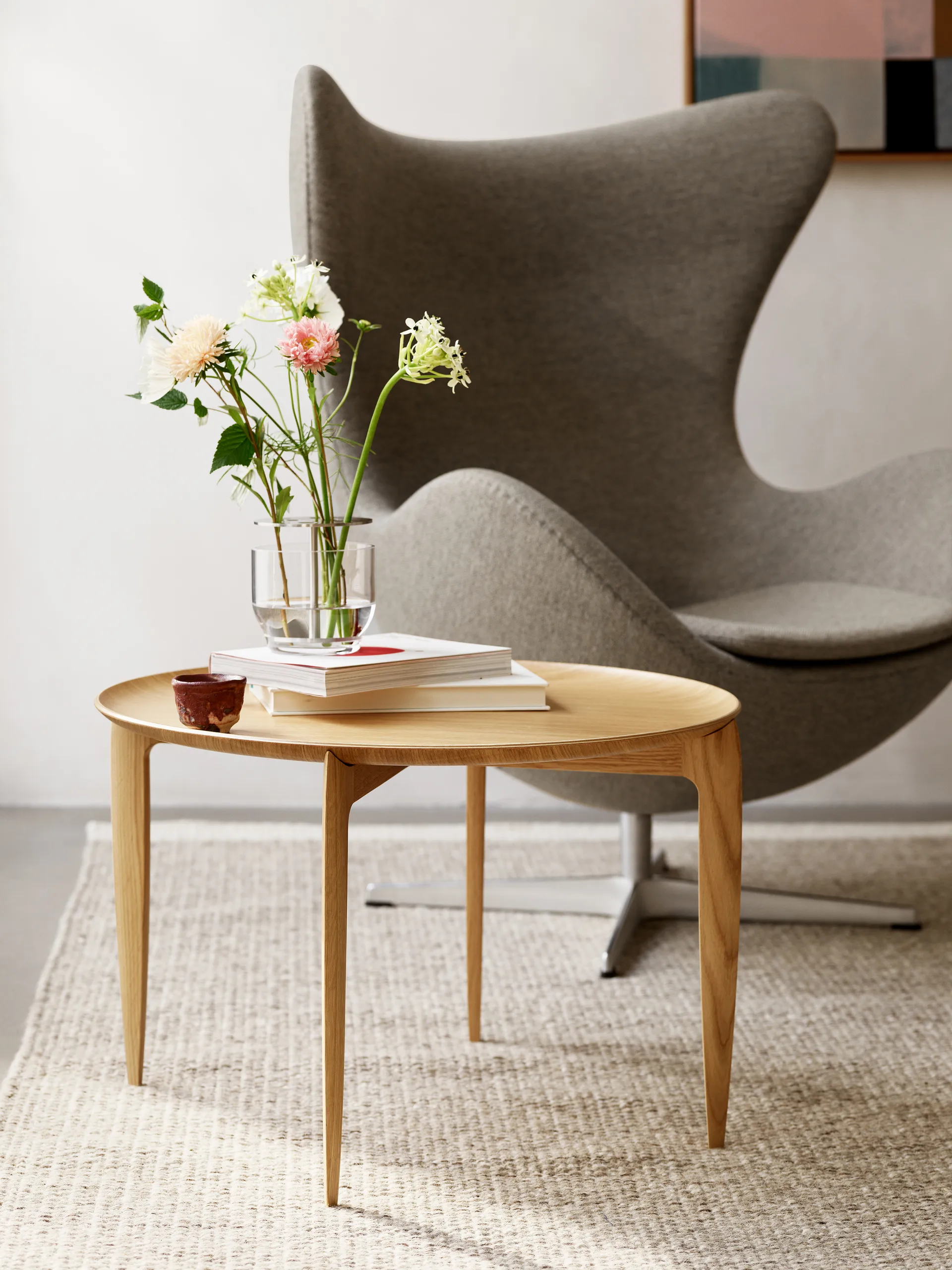 Foldable Tray Table Ø60 cm, Oiled oak Fritz Hansen