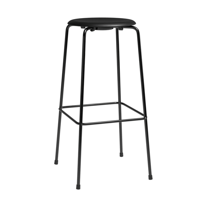 High Dot bar stool - Intense leather black-black steel - Fritz Hansen
