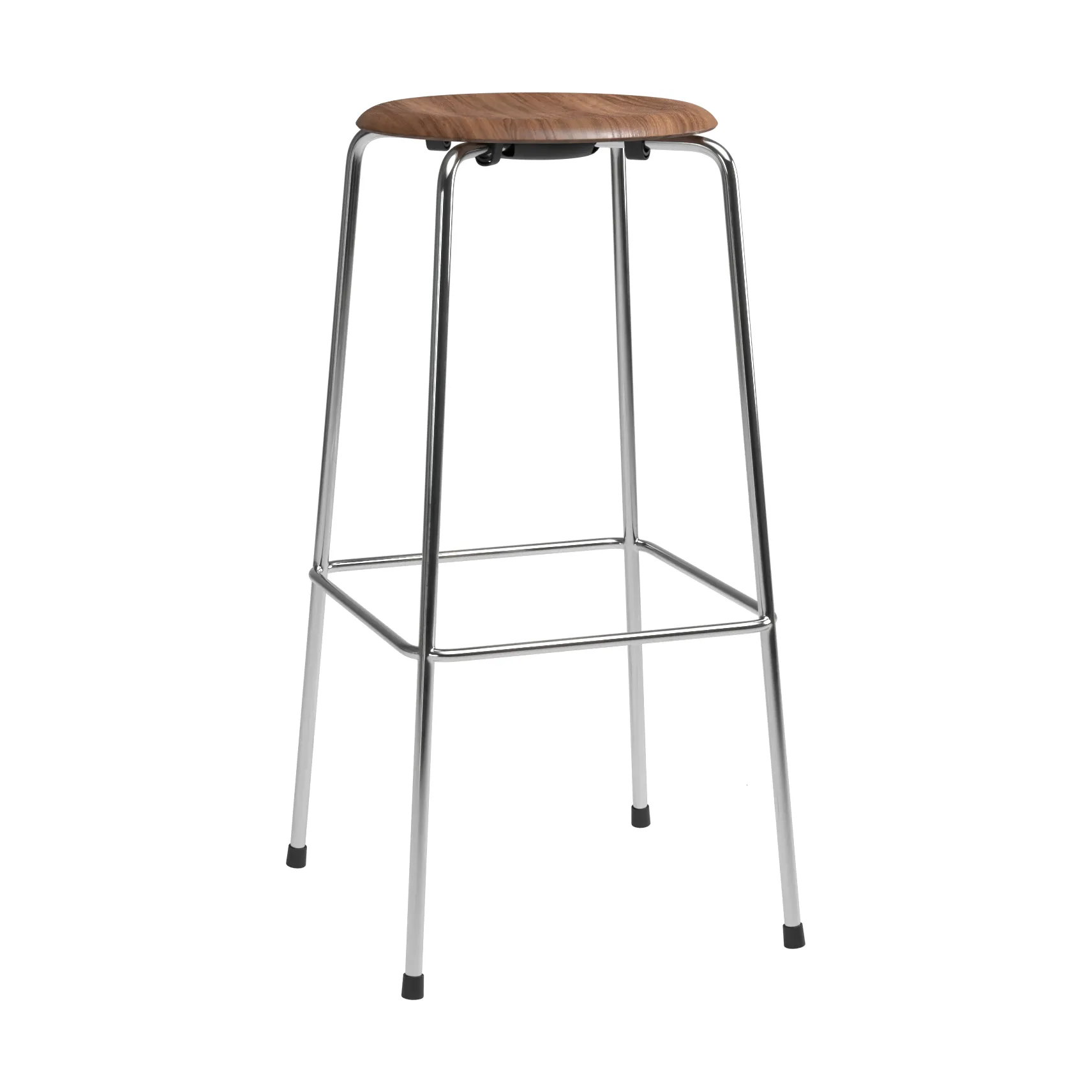 High Dot bar stool, Walnut-chrome Fritz Hansen