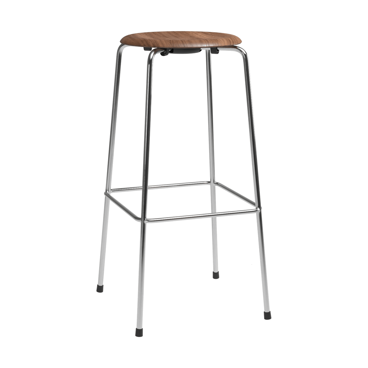 Fritz Hansen High Dot bar stool Walnut-chrome | Scandinavian Design | Bar stools | Brown
