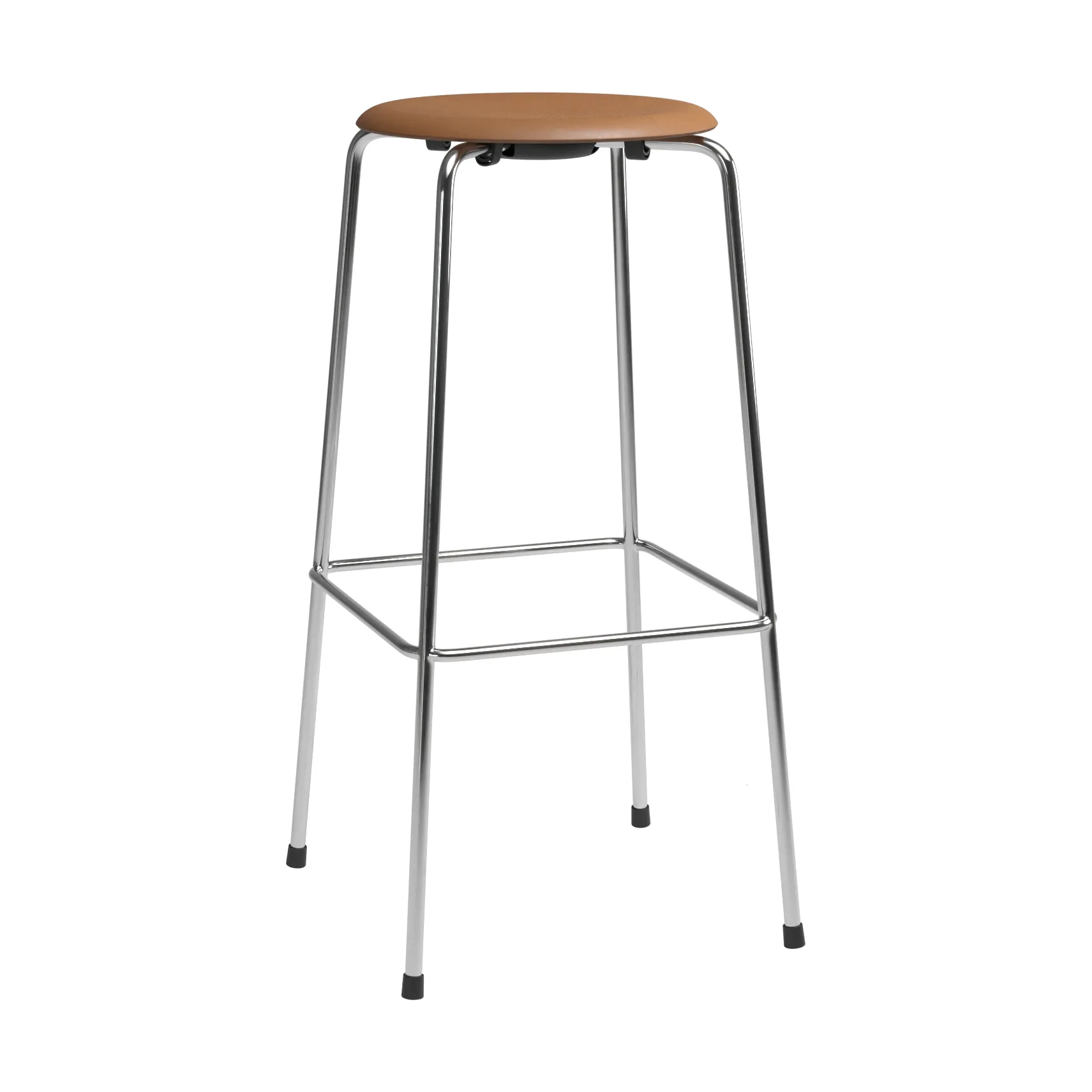 High Dot bar stool, Wild leather walnut-chrome Fritz Hansen
