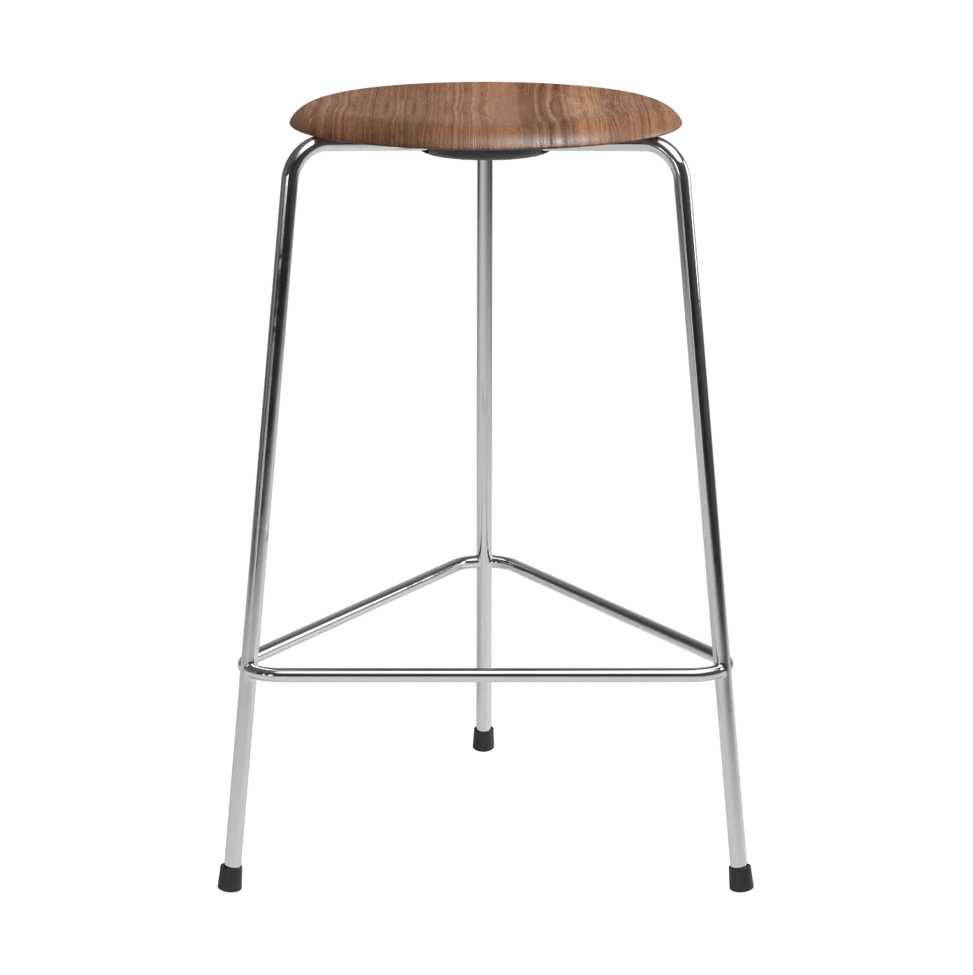 High Dot counter stool 3 legs, Walnut-chrome Fritz Hansen