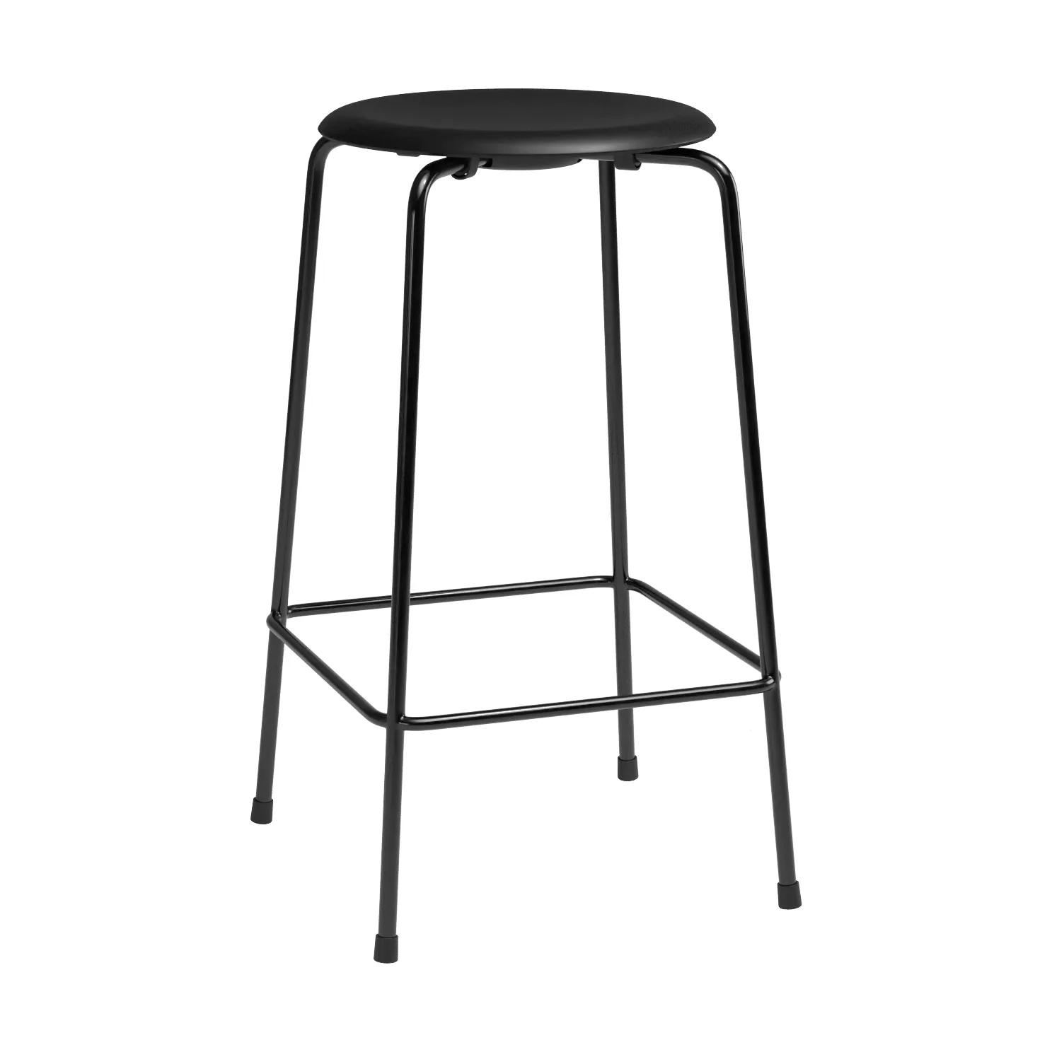 High Dot counter stool 4 legs, Essential black leather-black steel Fritz Hansen